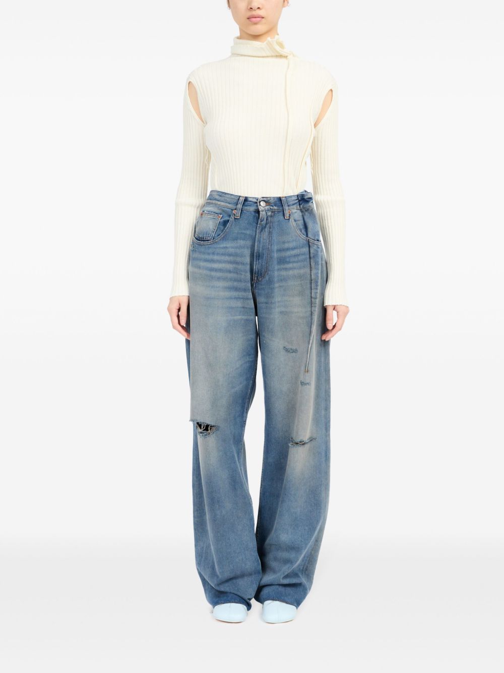 distressed jeans woman blue - MM6 MAISON MARGIELA - d — 2